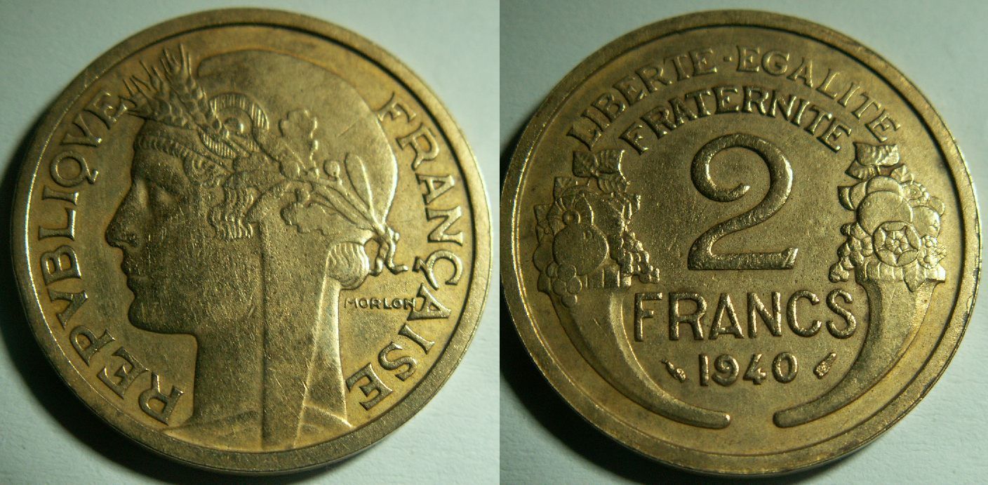 2 francs MORLON de 1940 (Bronze Aluminium)