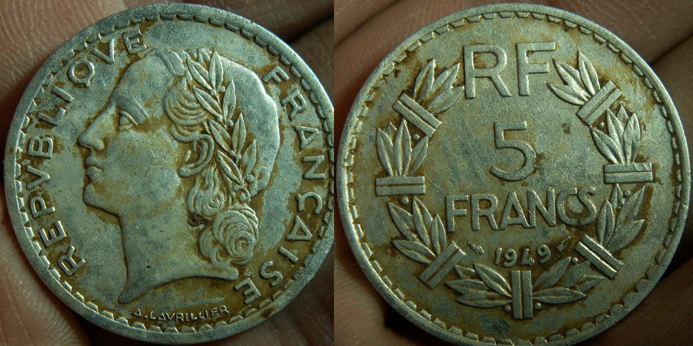 Valeur Piece De Monnaie 5 Francs 1949 5 Francs Lavrillier en Aluminium 1949