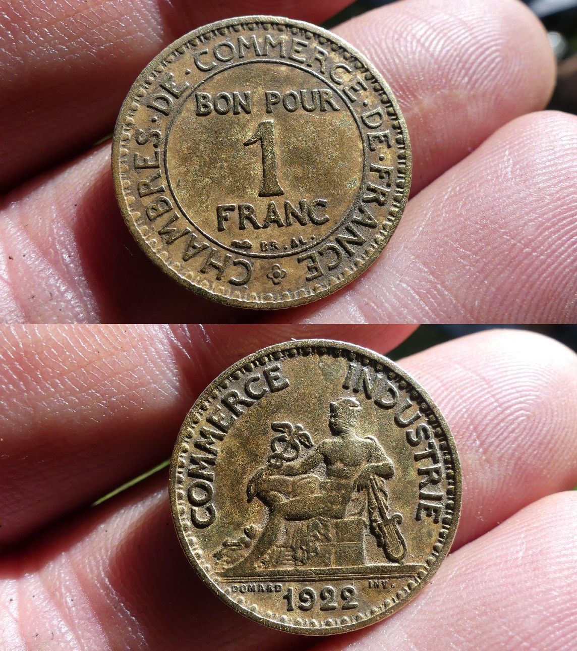 Piece Commerce Industrie 1922 Bon Pour 1 Franc Valeur